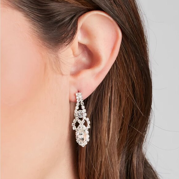 Windsor ✦ Silver Rhinestone Necklace & Earring Set ✦ Formal Occasion Jewelry NWT - Picture 8 of 10